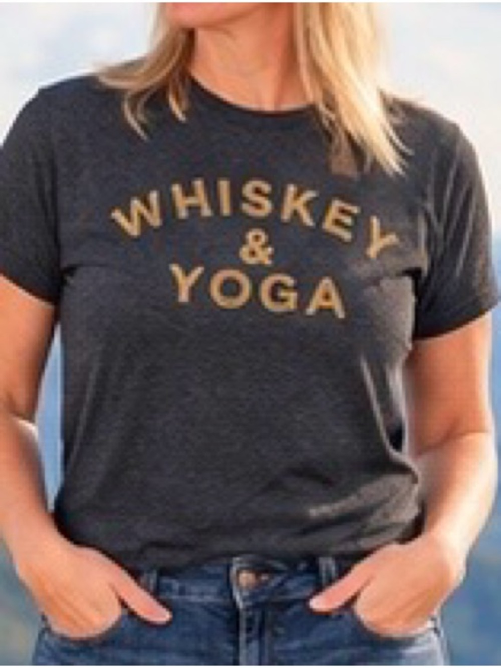 Solid Threads Whiskey & Yoga Graphic Tee Charcoal Gray Medium